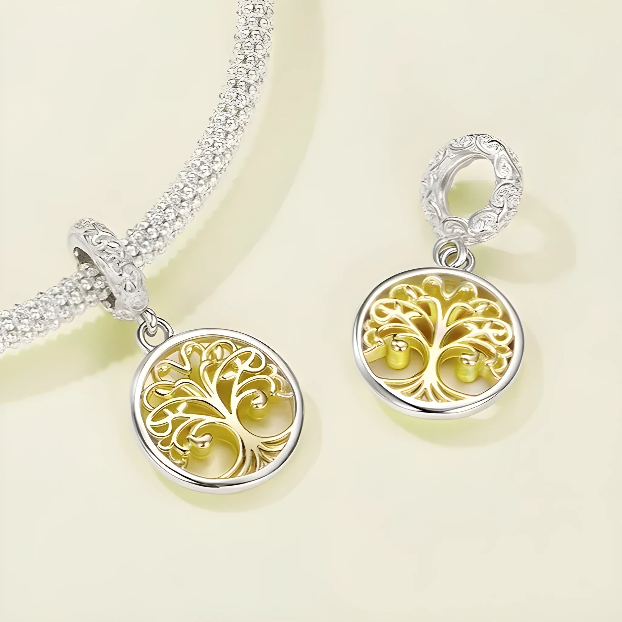 925 silver lucky tree pendant charm 2.3 by 1.2 cm with electroplated finish