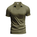 Men's loose fit V-neck short sleeve T-shirt in cotton blend fabric shown in apricot colour