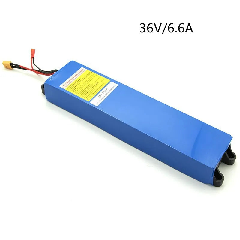 36 volt lithium ion battery pack for an electric scooter with capacity options shown.