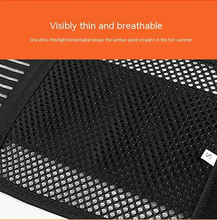 Black breathable decompression sports waist support with steel plate for adult fitness activities