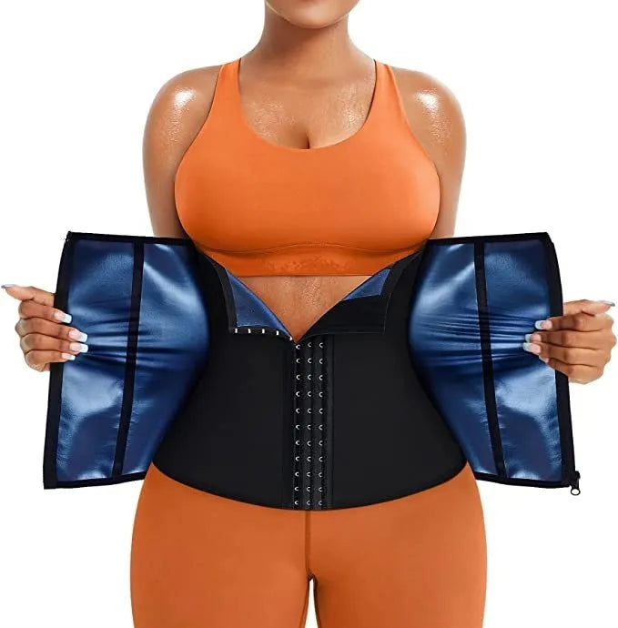 Neoprene belly band in blue colour showing adjustable abdominal support design