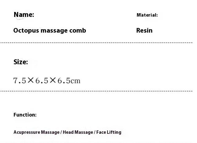 Pink octopus-shaped natural resin massage comb for facial and head massage on a plain background.