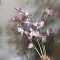 Silk flocking fragrant pea fake flower 63cm in purple, wedding decoration prop