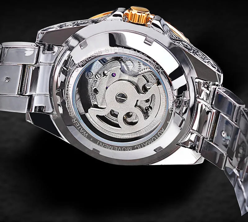 Forsining skeleton tourbillon mechanical watch with stainless steel case and automatic movement
