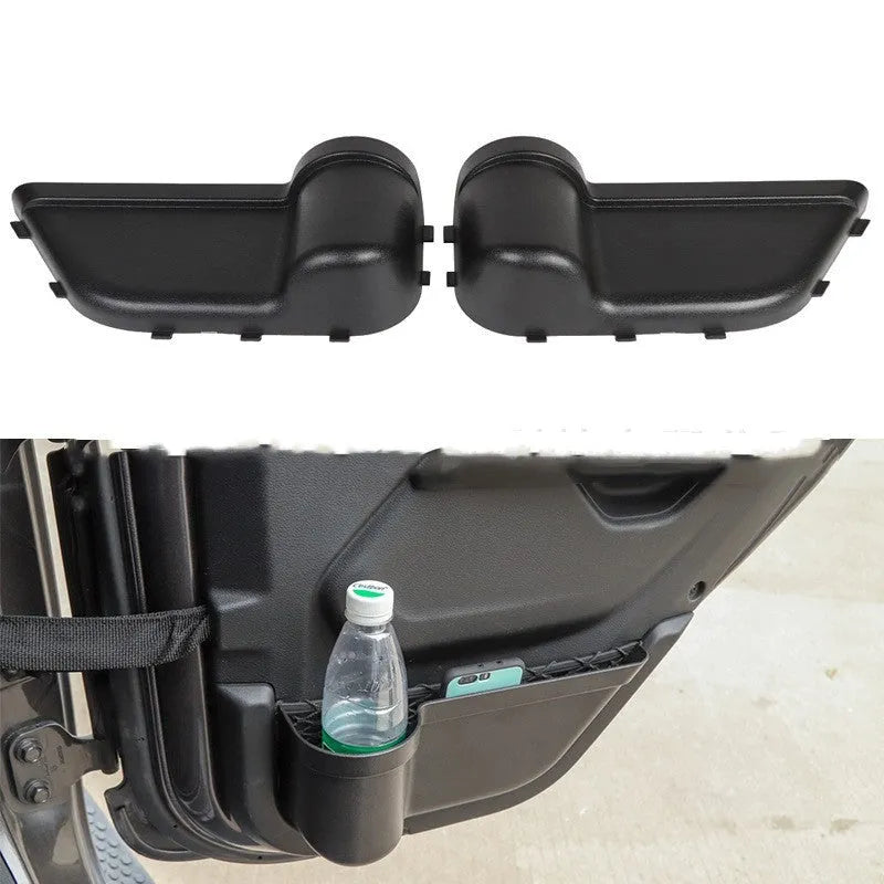 Black ABS plastic door storage box for Jeep Wrangler JK and JL interior organisation