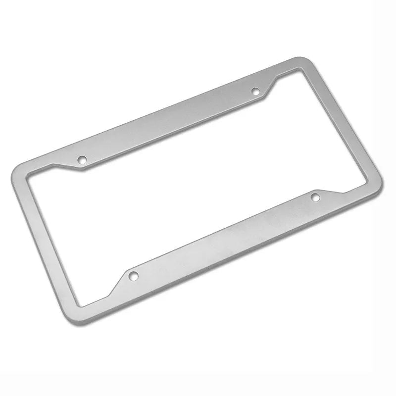 Aluminium alloy stainless steel license plate frame in black, grey, silver, or stainless steel finish.