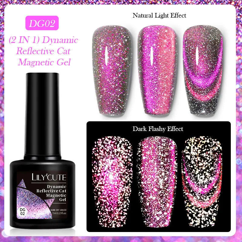 Cat eye series UV nail polish gel bottle with glitter and diamond fragments, includes nail glue.