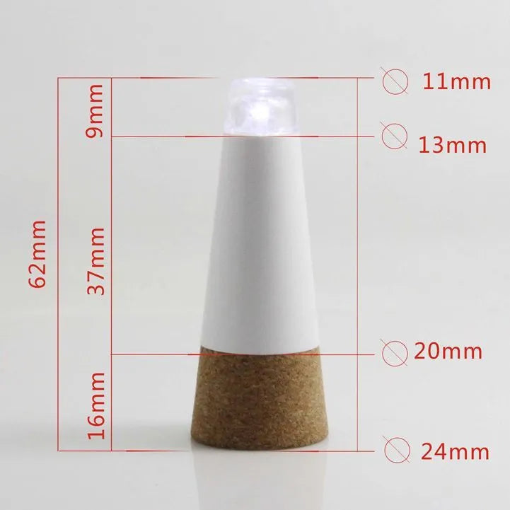 LED rechargeable bottle cap light with 15 white LED beads on plastic cork