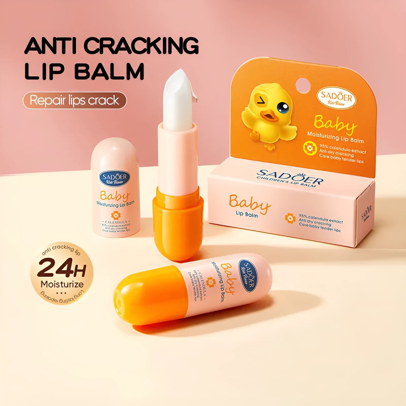 Anti-chapped lip moisturising stick in packaging showing flavour variant options.