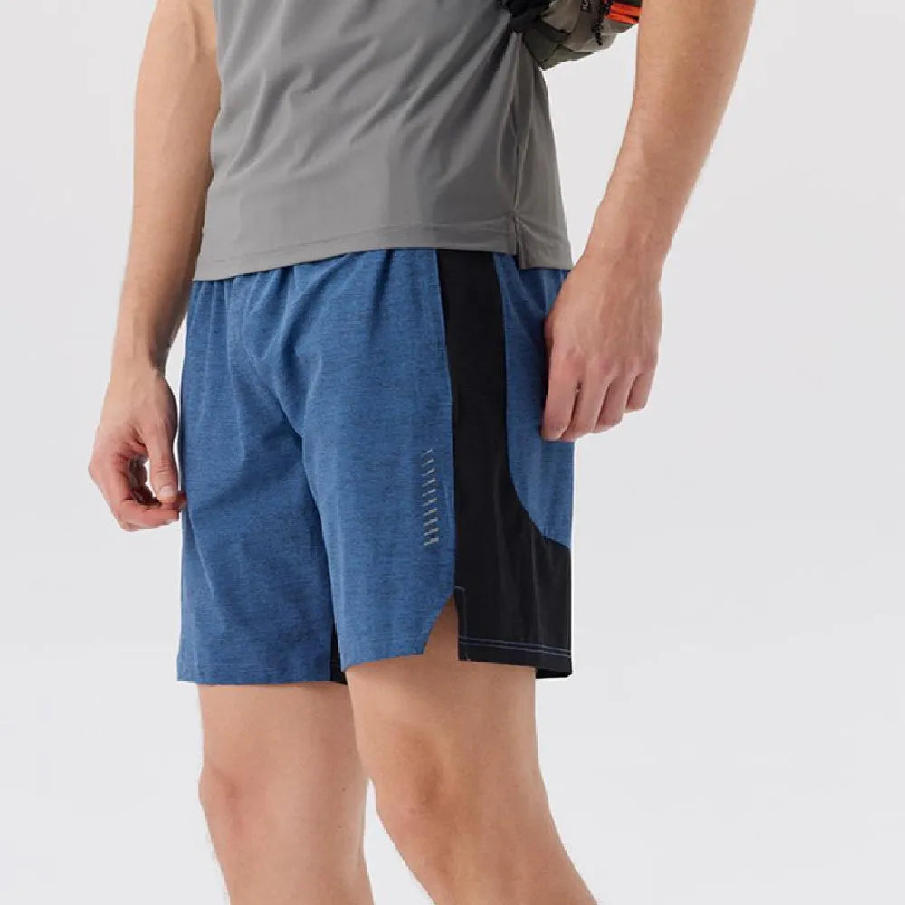 Men's forest green five-point spandex shorts with mid-waist design