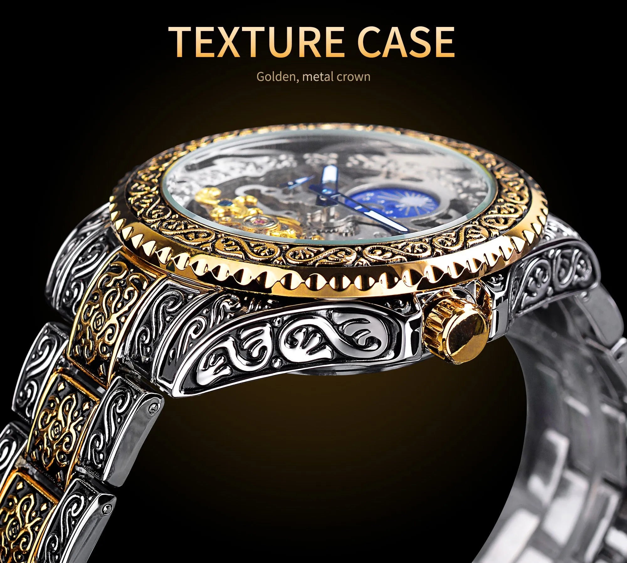 Forsining skeleton tourbillon mechanical watch with stainless steel case and automatic movement