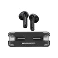XKT08 true wireless Bluetooth earbuds in black with USB charging case