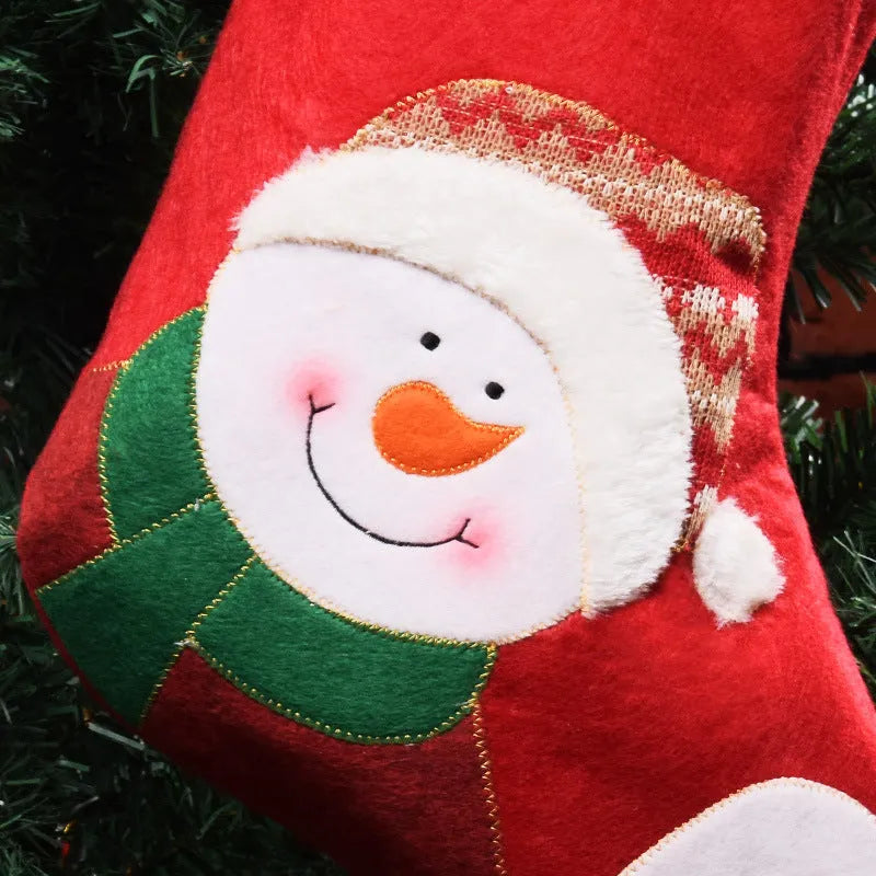 Christmas sock filler pendant with elk, elderly man, and snowman designs on non-woven fabric