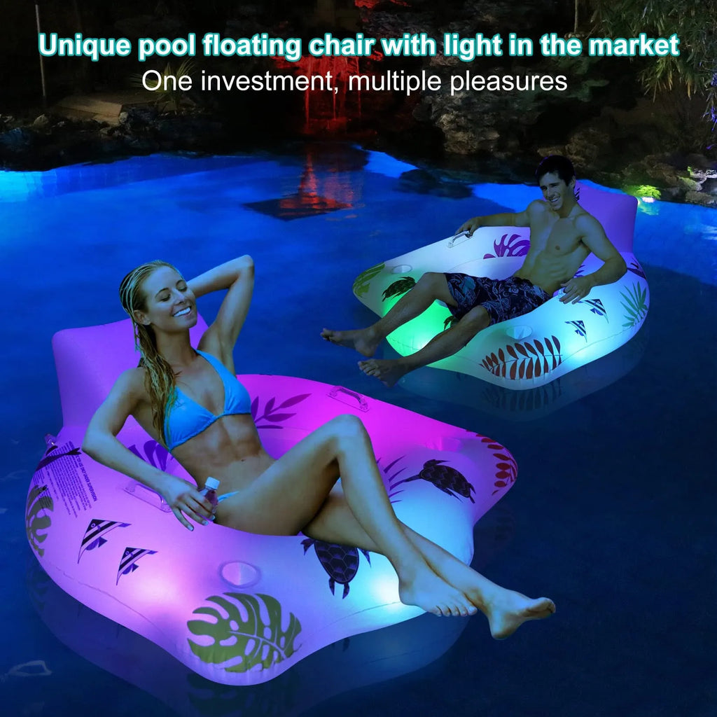 White luminous U-shaped inflatable float on water measuring 120x120 cm