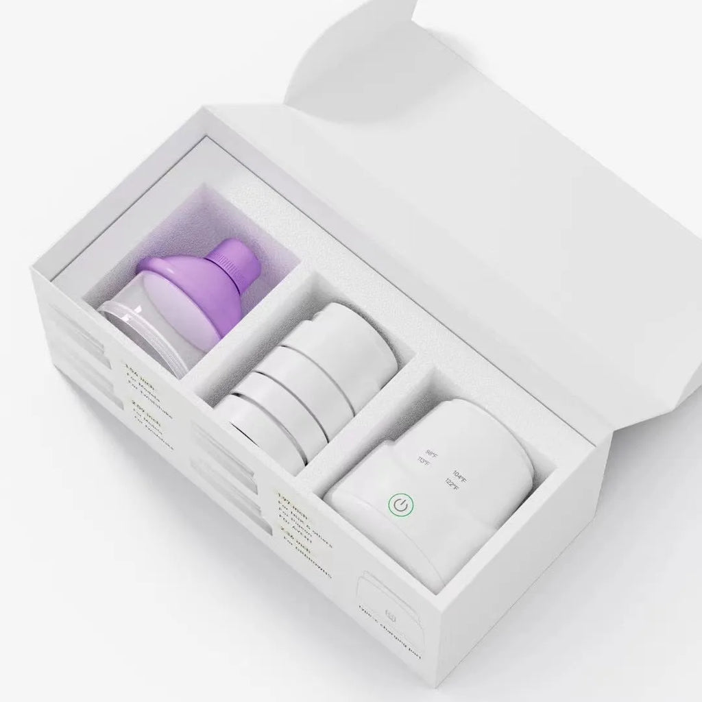 White wireless milk modulator with quick heating and intelligent power storage on a table
