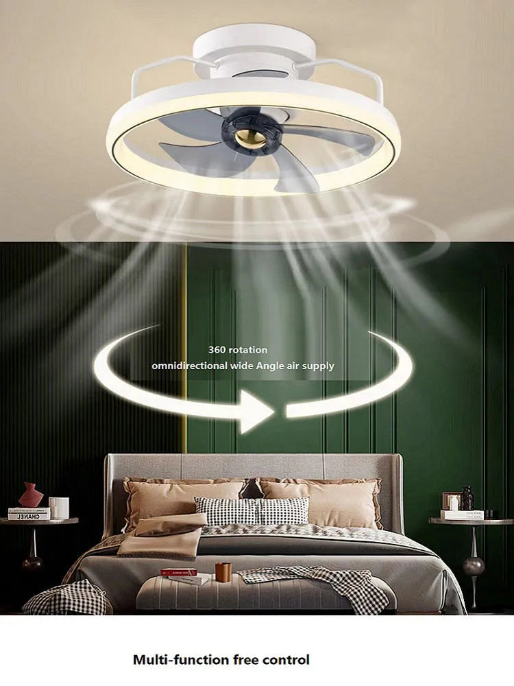 Modern overhead fan lamp with 500mm blades and integrated acrylic light shade in multiple colour options