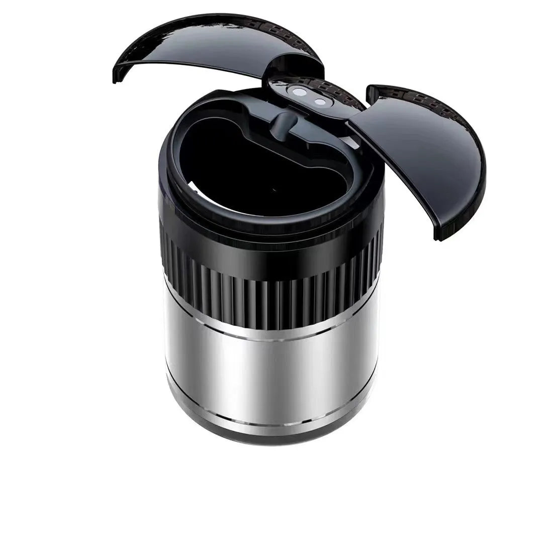 Metal smart infrared car ashtray with automatic sensing and touch lid in black colour