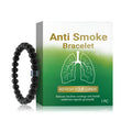 Men's smoke prevention bracelet with glass and black gallstone beads on elastic cord