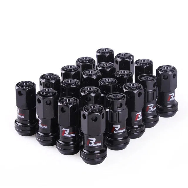 Aluminium alloy universal flat head wheel nut in various colours including black red and colour gold