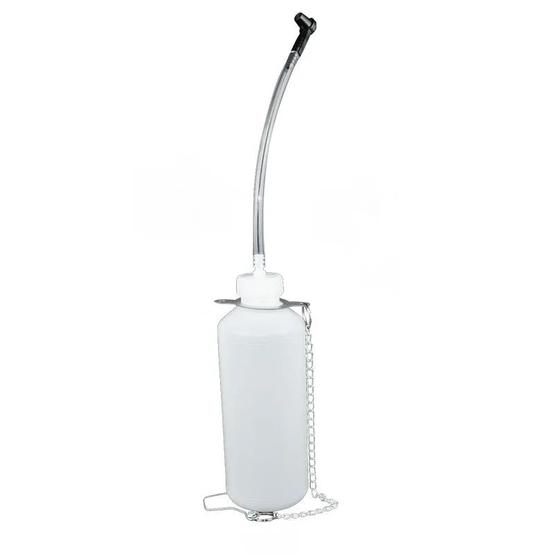 Pneumatic brake fluid replacement pumping tool with pressure gauge and transparent drain hose