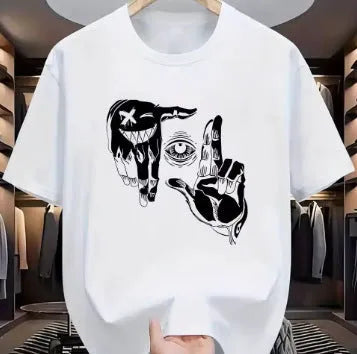 Men's mesh breathable t-shirt with digital cartoon print in multiple colours