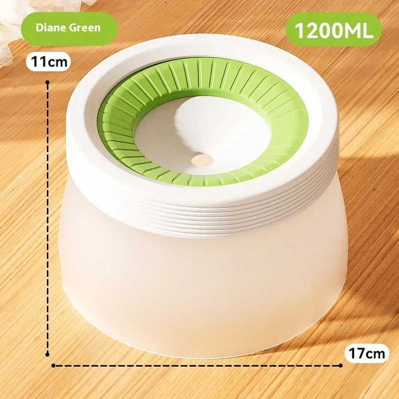 Green suspended pet water bowl and plate for dogs and cats