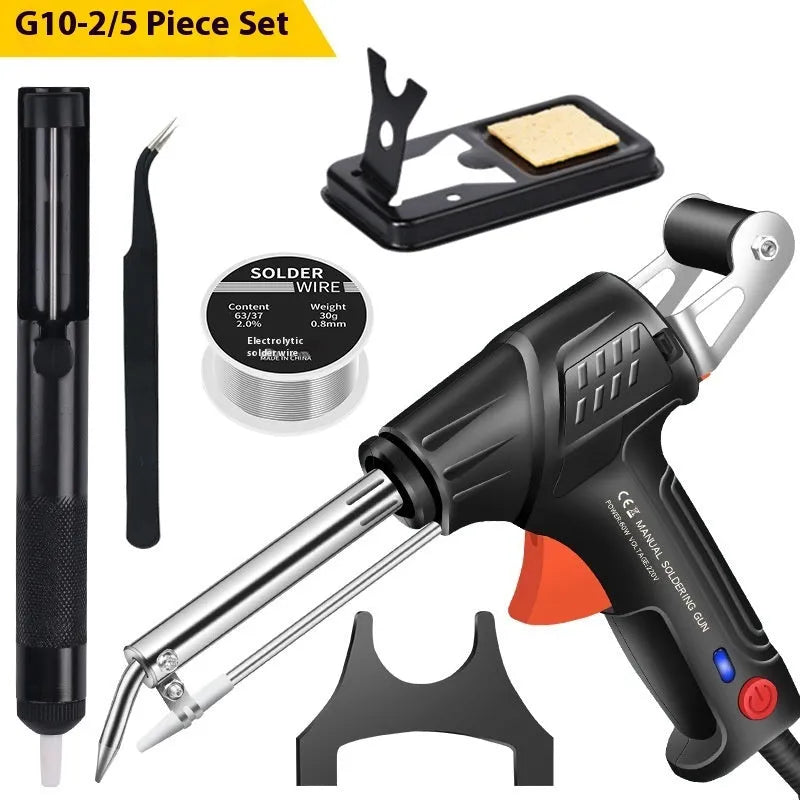 Black G102 alloy soldering gun with LED light, medium standard size 205x170mm