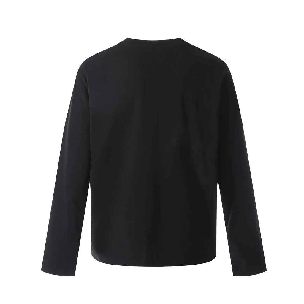 Men's grey cotton long sleeve T-shirt with loose fit and pullover style
