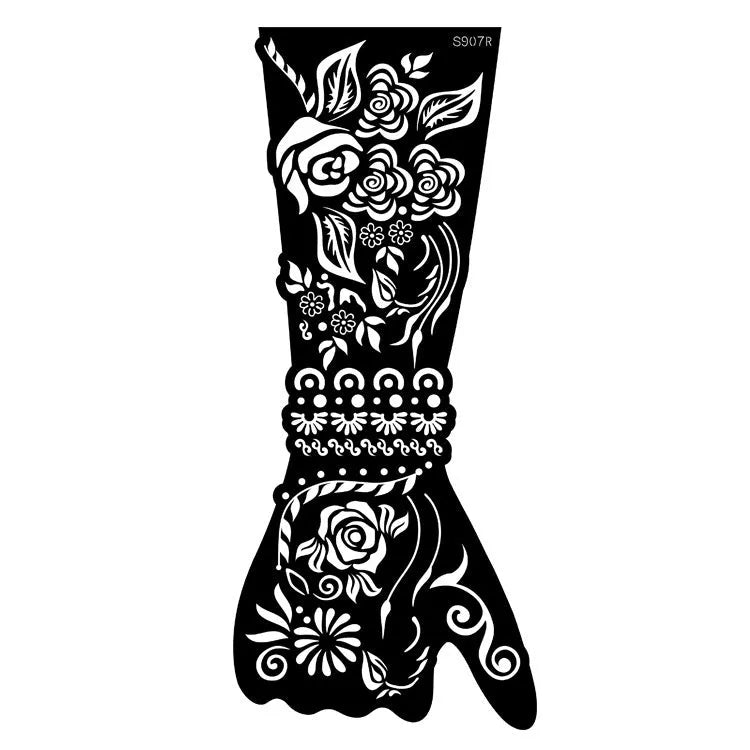 Geometric hollow template tattoo stickers showing intricate cut-out patterns for tattoo stencil applications
