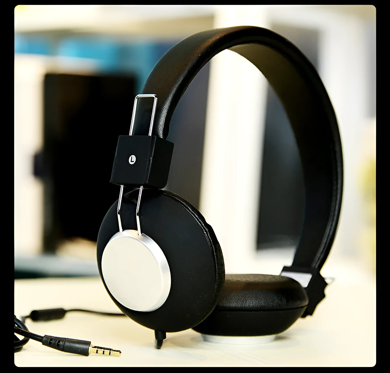 Wired head-mounted sports earphones with microphone in multiple colour options on a 3.5mm plug