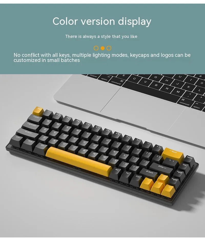 RGB light-emitting portable keypad with black and yellow colour scheme on white background