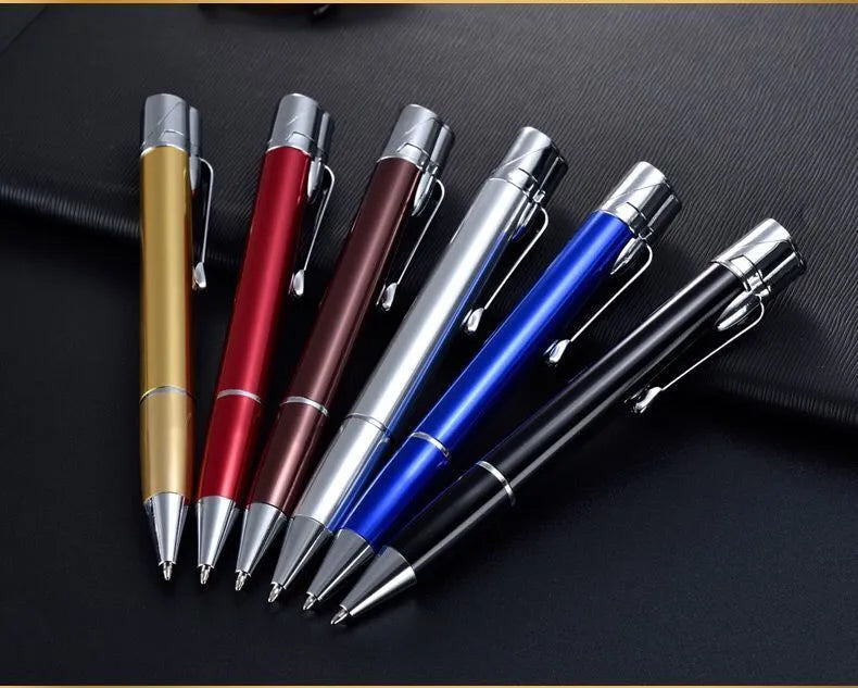 Metal refillable jet flame lighter pen with keychain in assorted colours