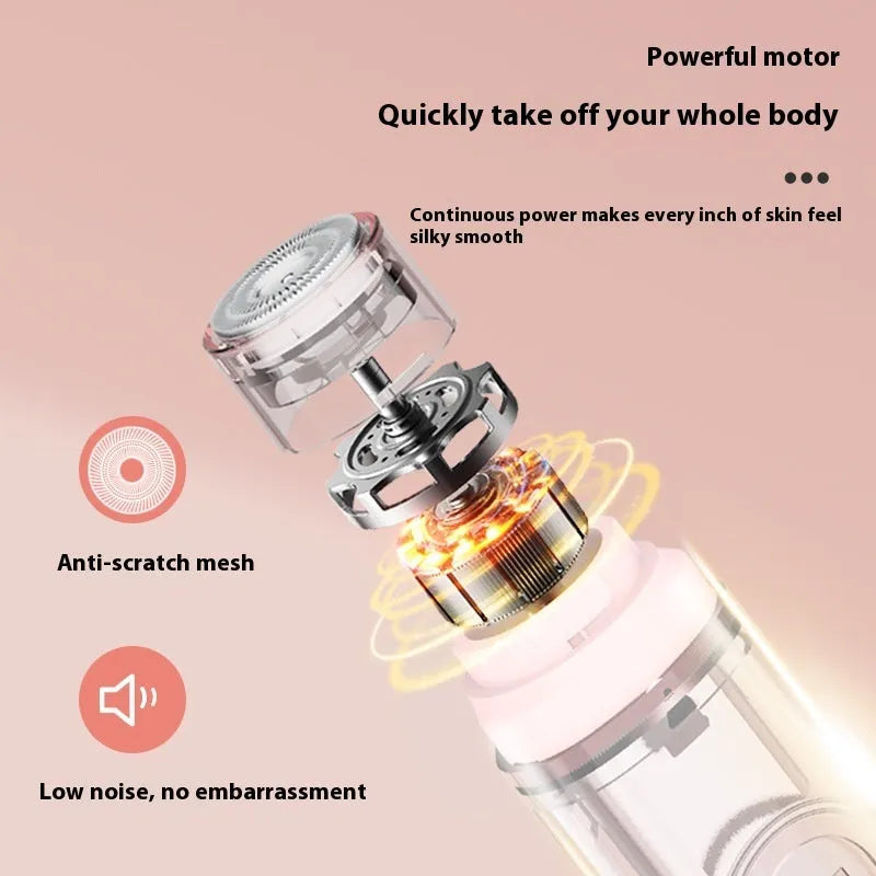 White portable electric depilator for body and armpit hair removal with USB charging cable