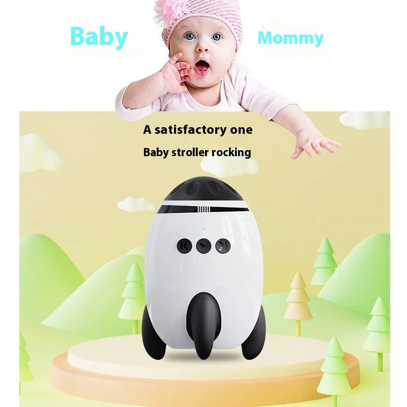 White portable baby sleep comforter device with automatic shaking and Bluetooth white noise functions
