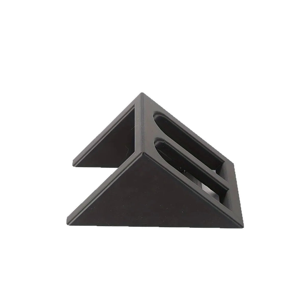 Black punk-style plastic pistol stand for airsoft gun display