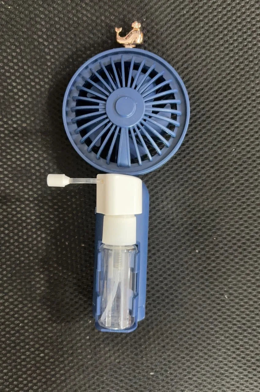 USB rechargeable plastic nozzle desk fan in apricot colour with compact 20cm width design