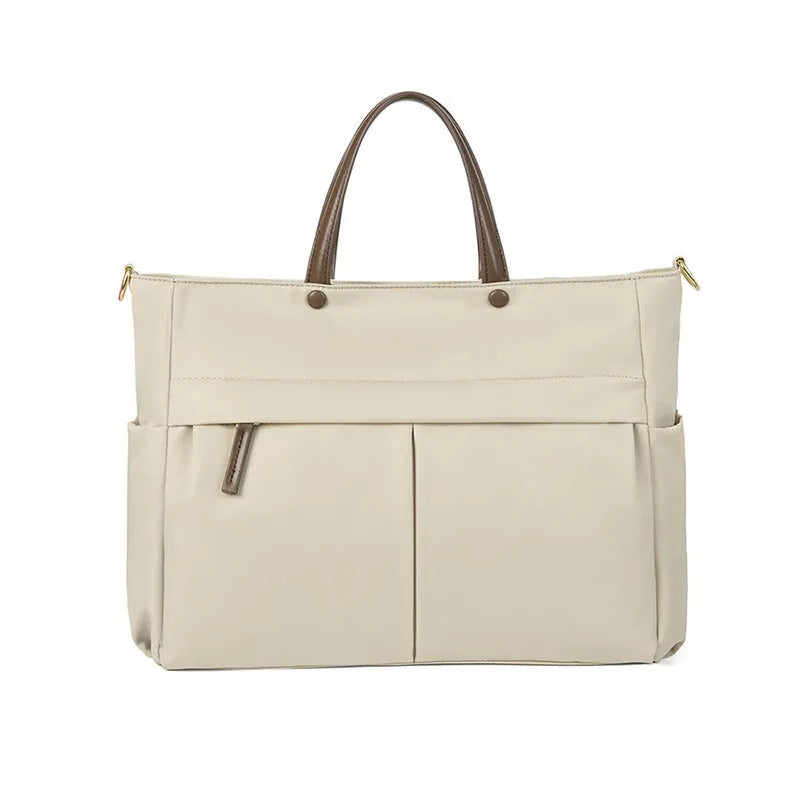 Oxford cloth laptop briefcase with contrasting stitching in elegant black colour