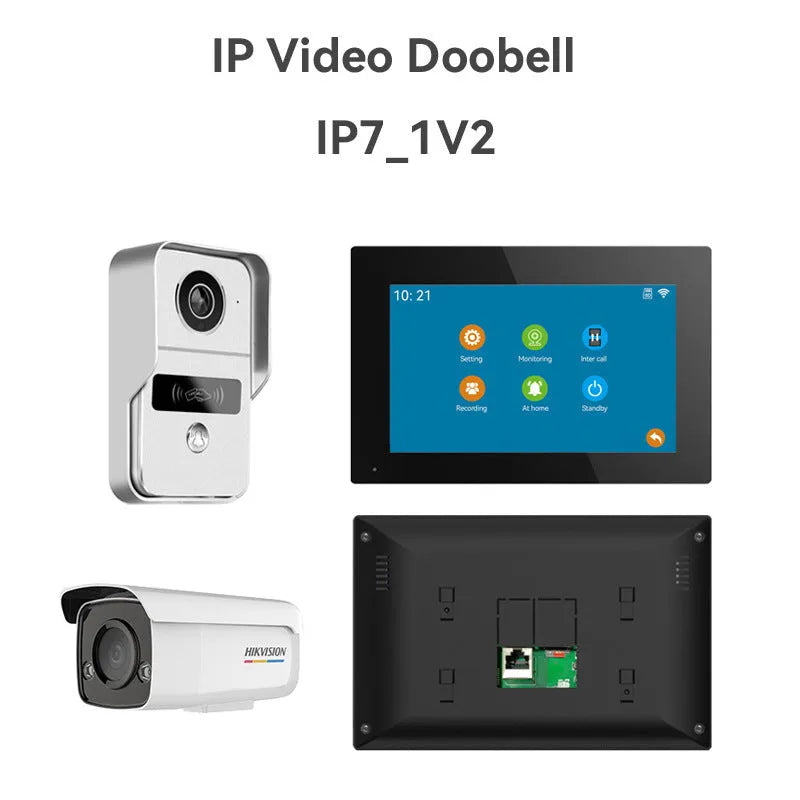 10-inch video intercom doorbell system with 1080P camera and ethernet cable connection