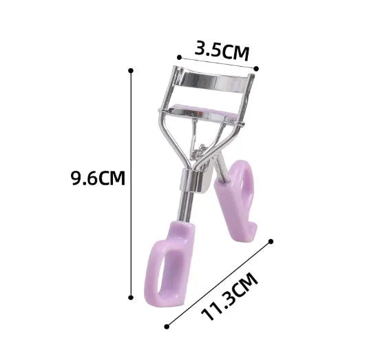 SUNFLOWER pink eyelash curler with chrome scissors handle on a white background.