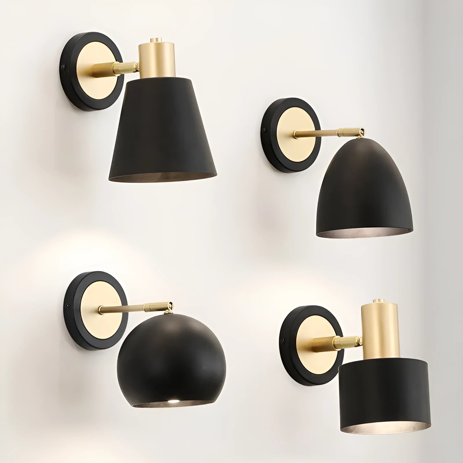 Nordic style iron wall lamp with four design variations for bedside or living room lighting