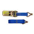 Steel ratchet tensioner with double hooks on a 25mm wide polyester binding strap