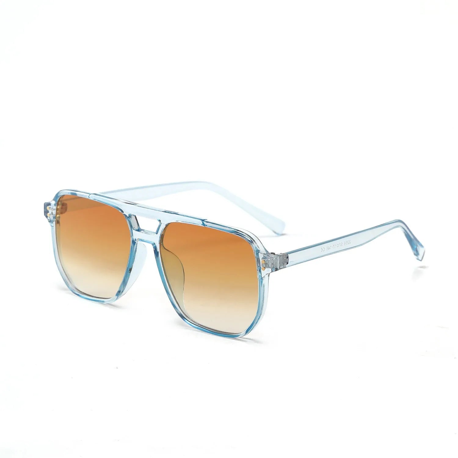 Square double beam fashion sunglasses for women in black frame with pink lens, showing UV400 protection.