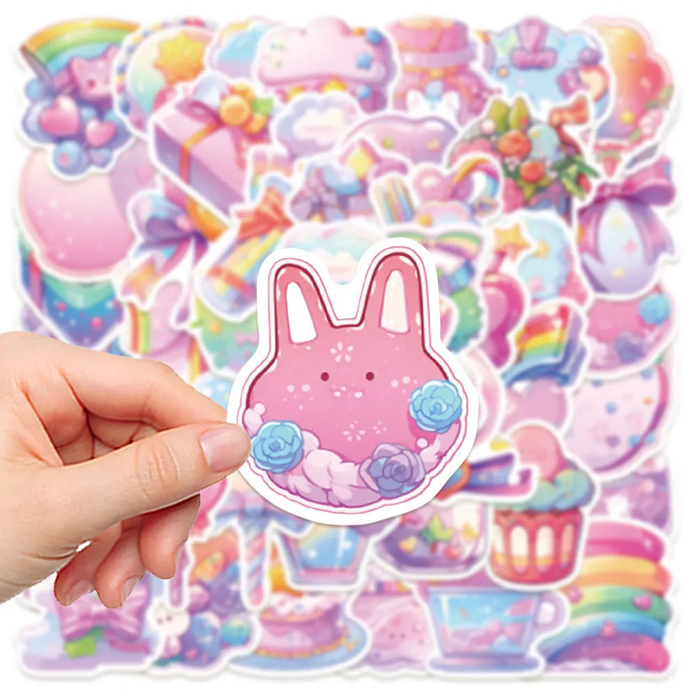 Waterproof cute candy small object decorative stickers, 50 sheets, 4-7cm each.