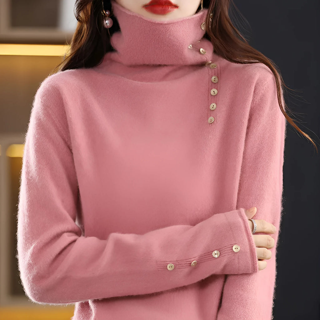 Women's slim fit knitted bottoming shirt in core-spun yarn with short 40cm length and regular sleeves