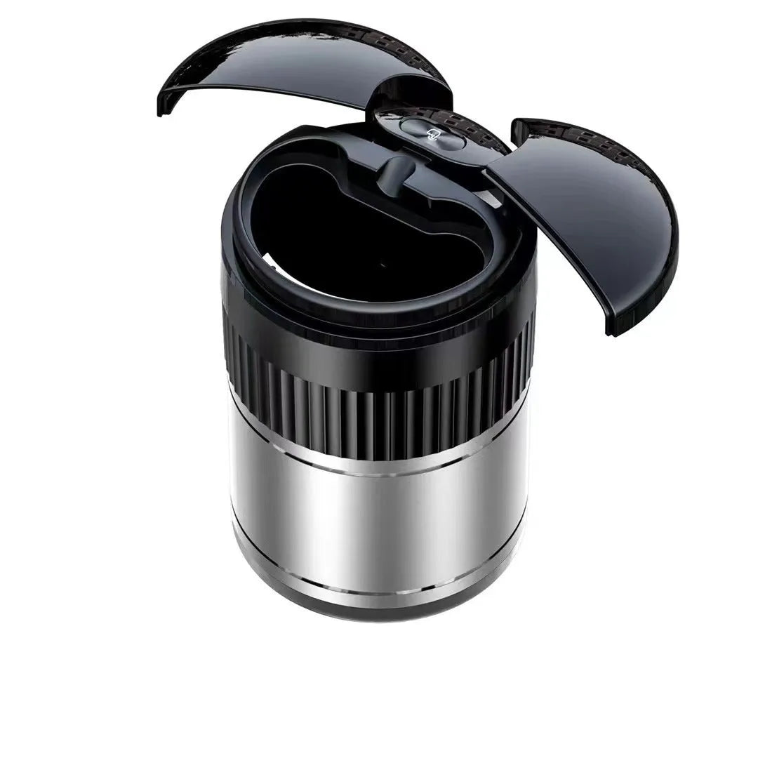 Metal smart infrared car ashtray with automatic sensing and touch lid in black colour
