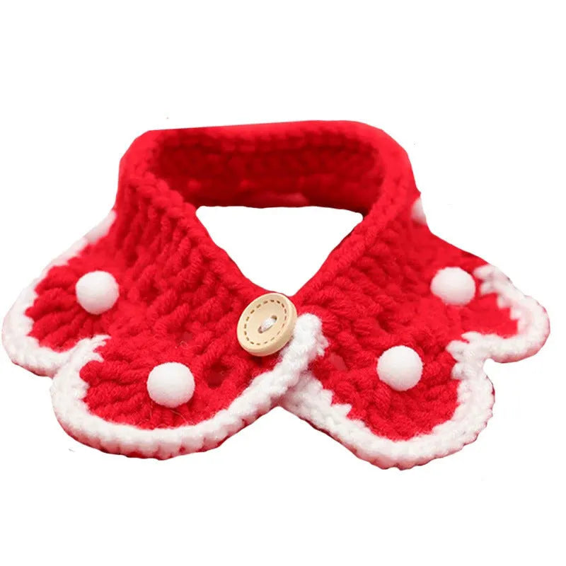 Wool knitted pet collar with cartoon pattern for cats dogs rabbits