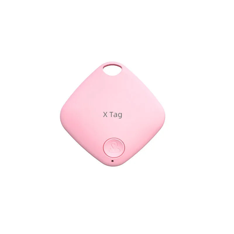 Small round black Bluetooth key ring tracker with a silver metal keyring loop.