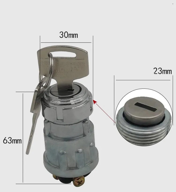 Copper ignition switch with key for trucks and forklifts, JK423 model options