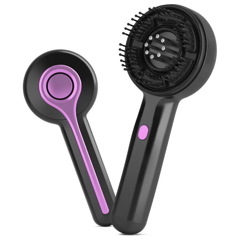 USB-powered head massage comb tingler in black, grey, or red with two-speed control