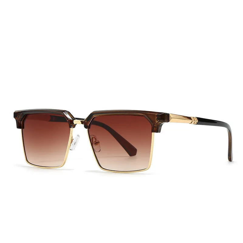 Men's square plastic sunglasses in box style showing multiple colour options on a grey background.